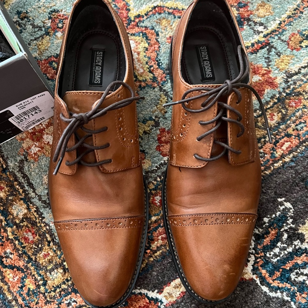 Stacy Adams Prescott Men's Brown Leather Shoes Size 10.5
